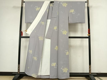 平和屋着物▽上質な小紋 単衣 舞花文 正絹 逸品 AAAZ9044fy