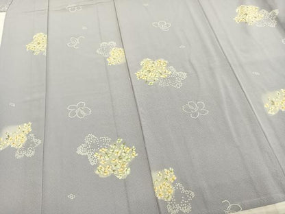 平和屋着物▽上質な小紋 単衣 舞花文 正絹 逸品 AAAZ9044fy