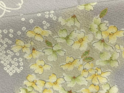 平和屋着物▽上質な小紋 単衣 舞花文 正絹 逸品 AAAZ9044fy