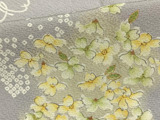 平和屋着物▽上質な小紋 単衣 舞花文 正絹 逸品 AAAZ9044fy