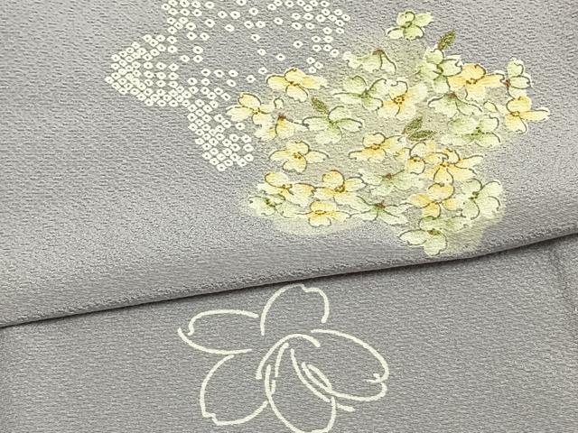 平和屋着物▽上質な小紋 単衣 舞花文 正絹 逸品 AAAZ9044fy