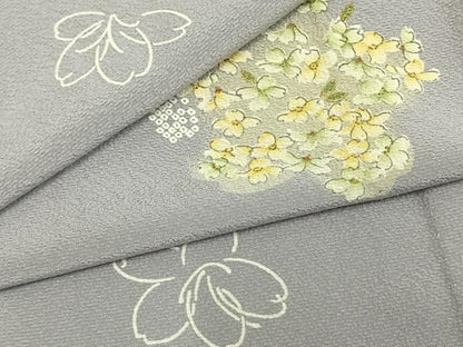 平和屋着物▽上質な小紋 単衣 舞花文 正絹 逸品 AAAZ9044fy