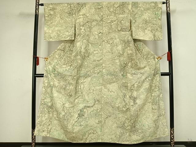 平和屋着物▽上質な小紋 単衣 墨流し文様 正絹 逸品 AAAZ9046fy