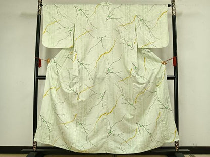 平和屋着物▽小紋 単衣 枝花文 洗える着物 AAAZ9047fy