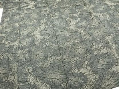 平和屋着物▽上質な紬 単衣 流水文 正絹 逸品 AAAZ9048fy