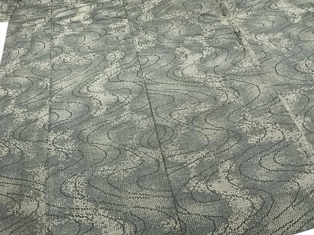 平和屋着物▽上質な紬 単衣 流水文 正絹 逸品 AAAZ9048fy