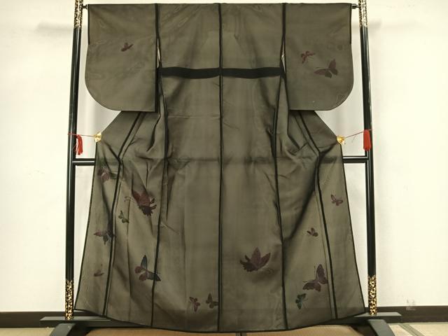 平和屋着物▽訪問着 無双 紗袷 紗×絽 舞蝶文 正絹 逸品 AAAZ9049fy