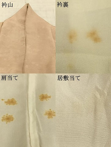 平和屋着物▽上質な色無地 単衣 霞取り花地紋 洗柿色 正絹 逸品 AAAZ9050fy