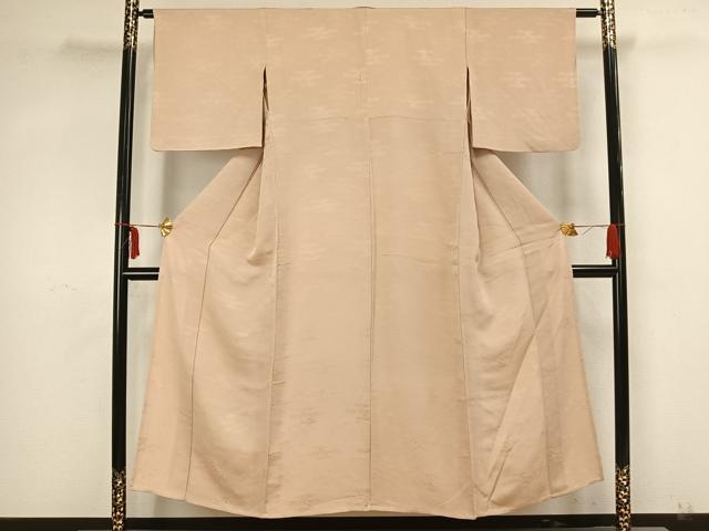 平和屋着物▽上質な色無地 単衣 霞取り花地紋 洗柿色 正絹 逸品 AAAZ9050fy