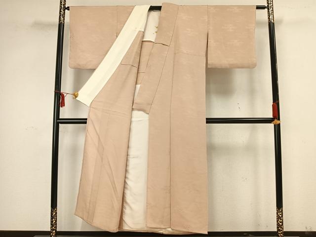 平和屋着物▽上質な色無地 単衣 霞取り花地紋 洗柿色 正絹 逸品 AAAZ9050fy