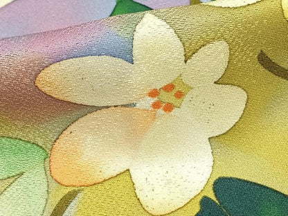 平和屋着物▽上質な小紋 単衣 枝花文 正絹 逸品 AAAZ9052fy