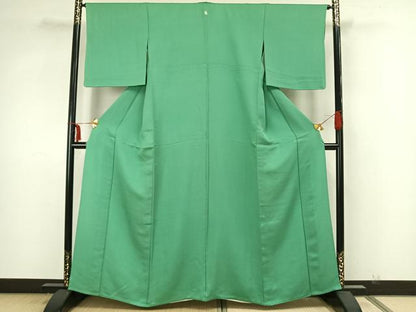 平和屋着物▽上質な色無地 単衣 浅緑色 正絹 逸品 AAAZ9053fy