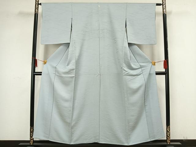 平和屋着物▽上質な色無地 単衣 芝地紋 月白色 正絹 逸品 AAAZ9058fy