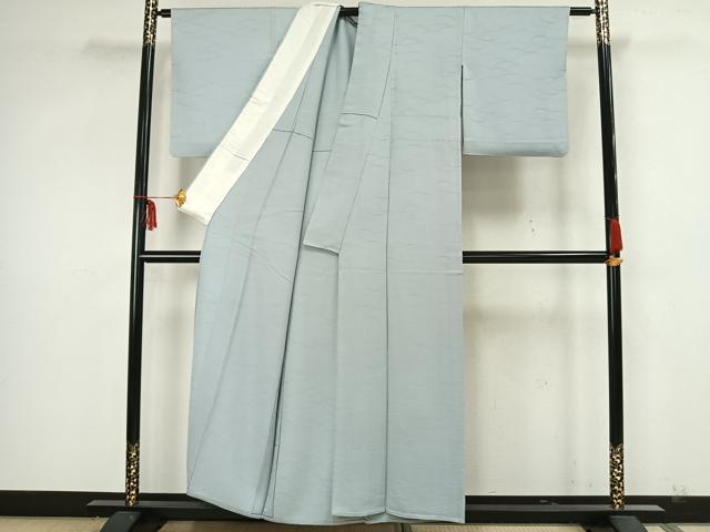 平和屋着物▽上質な色無地 単衣 芝地紋 月白色 正絹 逸品 AAAZ9058fy
