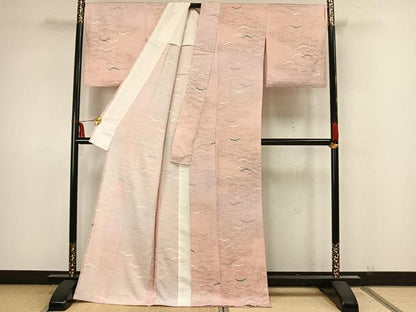 平和屋着物▽上質な小紋 単衣 雪芝文 金銀彩 正絹 逸品 AAAZ9061fy
