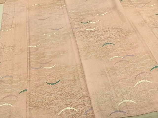 平和屋着物▽上質な小紋 単衣 雪芝文 金銀彩 正絹 逸品 AAAZ9061fy
