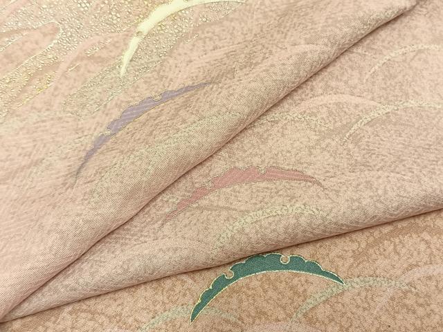 平和屋着物▽上質な小紋 単衣 雪芝文 金銀彩 正絹 逸品 AAAZ9061fy