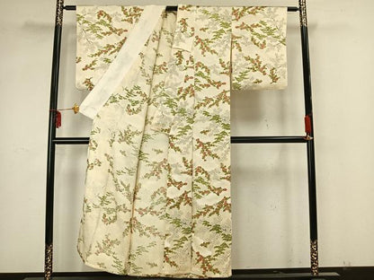平和屋着物▽上質な小紋 単衣 草花文 正絹 逸品 AAAZ9062fy