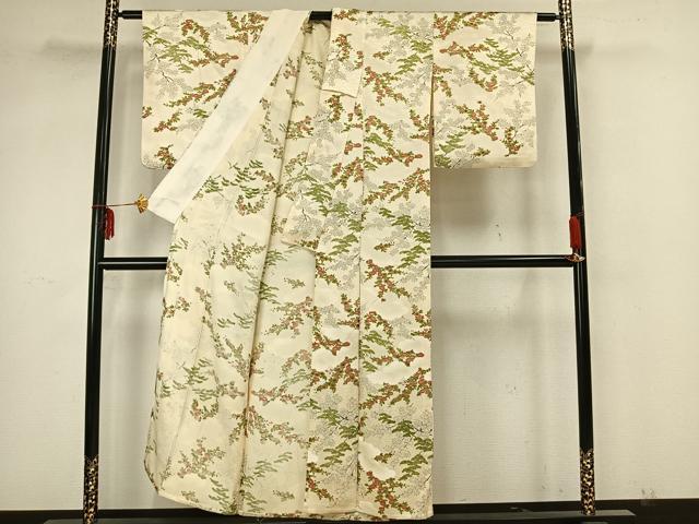 平和屋着物▽上質な小紋 単衣 草花文 正絹 逸品 AAAZ9062fy