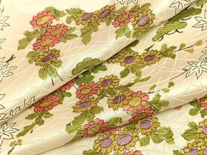 平和屋着物▽上質な小紋 単衣 草花文 正絹 逸品 AAAZ9062fy