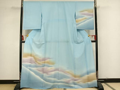 平和屋着物▽訪問着 単衣 霞文 暈し染め 正絹 逸品 未使用 AAAZ9067fy