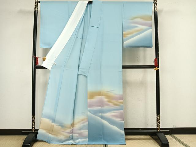 平和屋着物▽訪問着 単衣 霞文 暈し染め 正絹 逸品 未使用 AAAZ9067fy