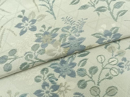 平和屋着物▽訪問着　お召地　単衣　作家物　草花文　正絹　逸品　AAAZ9072fy