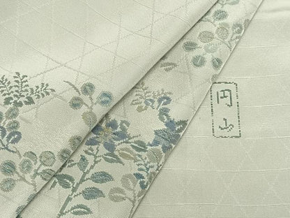平和屋着物▽訪問着　お召地　単衣　作家物　草花文　正絹　逸品　AAAZ9072fy