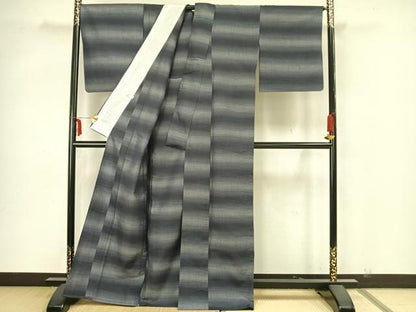 平和屋着物▽伝統工芸士 馬渕登作 玉糸紬 単衣 横段文 証紙付き 正絹 逸品 AAAZ9073fy