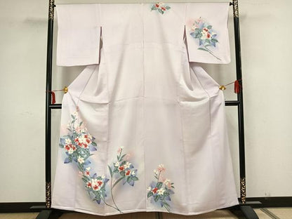 平和屋着物▽訪問着 単衣 手描き 草花文 暈し染め 正絹 逸品 AAAZ9075fy
