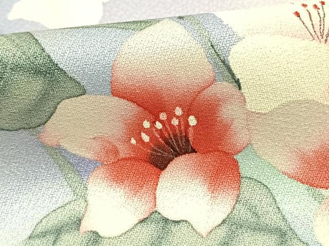 平和屋着物▽訪問着 単衣 手描き 草花文 暈し染め 正絹 逸品 AAAZ9075fy