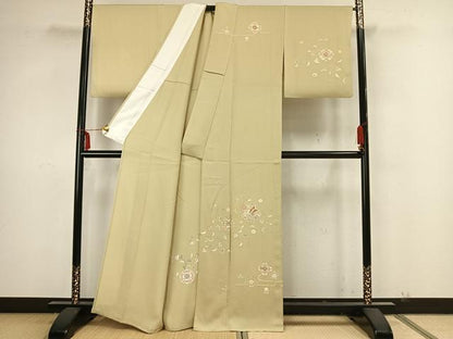 平和屋着物▽訪問着 単衣 吉祥花鳥文 金彩 正絹 逸品 AAAZ9080fy