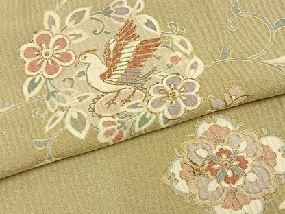 平和屋着物▽訪問着 単衣 吉祥花鳥文 金彩 正絹 逸品 AAAZ9080fy