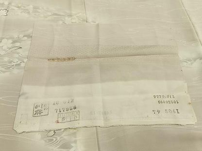 平和屋着物▽京都染匠名門 染の川勝謹製 訪問着 単衣 流水舞桜文 反端付き 正絹 逸品 AAAZ9083fy