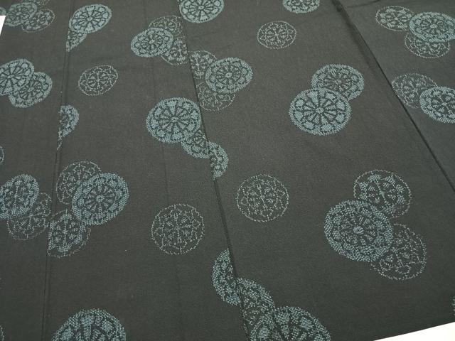 平和屋着物▽本塩沢 単衣 源氏車文 正絹 逸品 AAAZ9084fy
