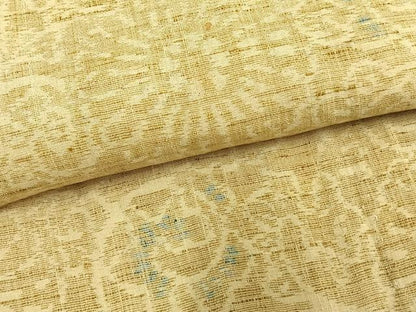 平和屋着物▽上質な紬　単衣　花唐草文　正絹　逸品　AAAZ9086fy
