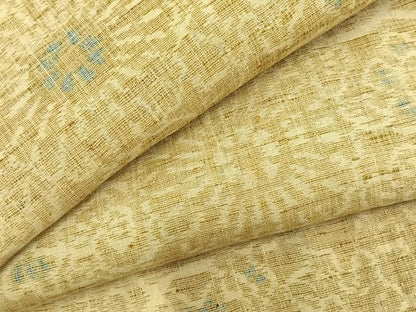 平和屋着物▽上質な紬　単衣　花唐草文　正絹　逸品　AAAZ9086fy