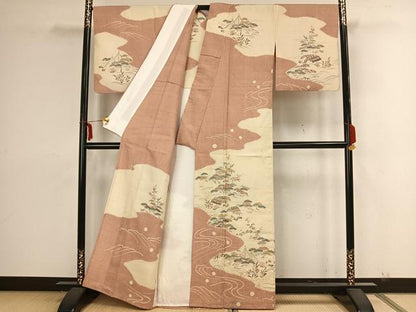 平和屋着物▽染織の名門 しょうざん 生紬 訪問着 単衣 風景文 正絹 逸品 AAAZ9090fy