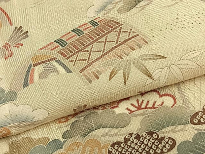 平和屋着物▽染織の名門 しょうざん 生紬 訪問着 単衣 風景文 正絹 逸品 AAAZ9090fy