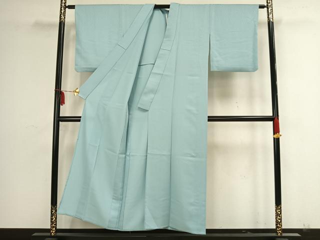 平和屋着物▽色無地　単衣　花尽くし　水色　洗える着物　AAAZ9092fy