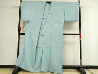 平和屋着物▽色無地　単衣　花尽くし　水色　洗える着物　AAAZ9093fy