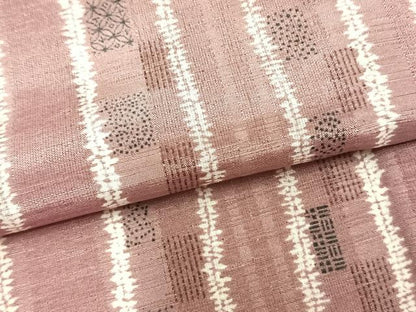 平和屋着物▽小紋 単衣 間道 銀糸 洗える着物 未使用 AAAZ9095fy