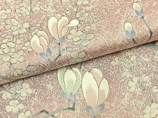 平和屋着物▽上質な小紋 単衣 枝花文 正絹 逸品 AAAZ9098fy