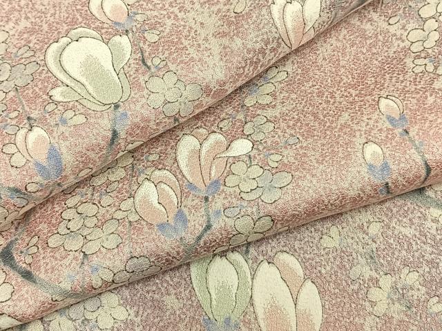 平和屋着物▽上質な小紋 単衣 枝花文 正絹 逸品 AAAZ9098fy