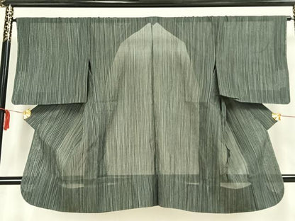 平和屋着物▽道中着 スリーシーズン 春夏秋 塵除け 縞 ロング丈 未使用 AAAZ9100fy