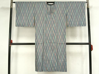 平和屋着物▽道行コート　スリーシーズン　春夏秋　塵除け　斜縞　正絹　逸品　未使用　AAAZ9102fy