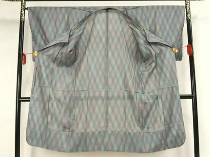 平和屋着物▽道行コート　スリーシーズン　春夏秋　塵除け　斜縞　正絹　逸品　未使用　AAAZ9102fy