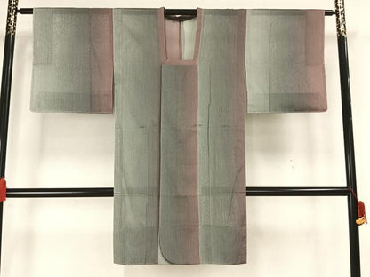 平和屋着物▽道行コート　スリーシーズン　春夏秋　塵除け　縞　ロング丈　正絹　逸品　未使用　AAAZ9103fy