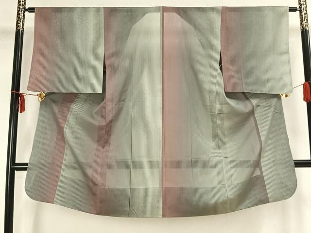 平和屋着物▽道行コート　スリーシーズン　春夏秋　塵除け　縞　ロング丈　正絹　逸品　未使用　AAAZ9103fy