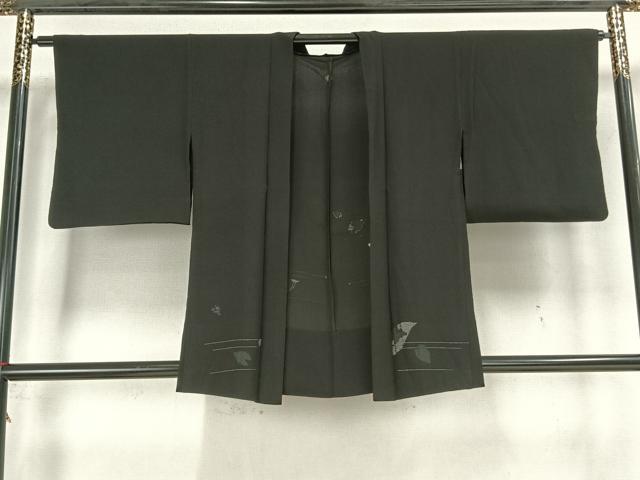 平和屋着物▽羽織 スリーシーズン 春夏秋 塵除け 舞花文 黒地 銀糸 正絹 逸品 AAAZ9106fy